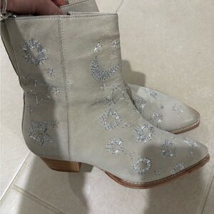 Free People FP Collection Bowers Celestial Embroidered Suede Boots EU39 US9